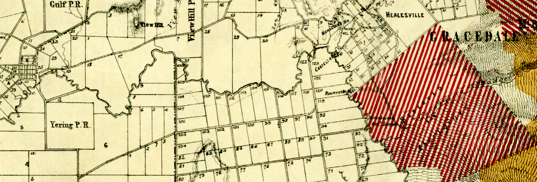 Detail of a colour map PROV, VPRS 8168/P5 Historic Plan Collection, LC (1)90: Evelyn