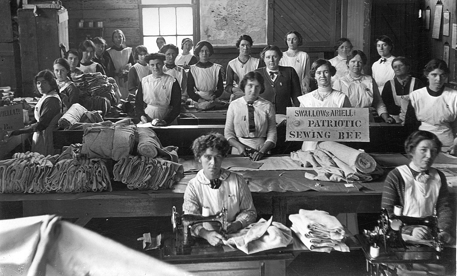 Photograph of Swallow & Ariell Patriotic Sewing Bee c. 1916.