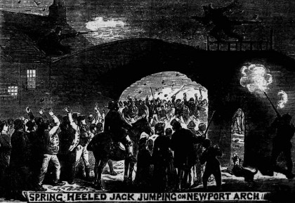 Illustration of Spring Heeled Jack at Newport Arch, Illustrated Police News, 3 November 3 1877