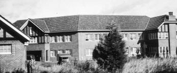 Black and white photo of a mental hospital