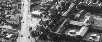 old black and white image of cemetary